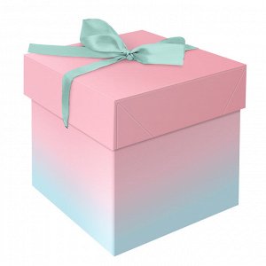 Коробка складная подарочная MESHU ""Duotone. Mint-Pink gradient"", (15*15*15см), с лентой
