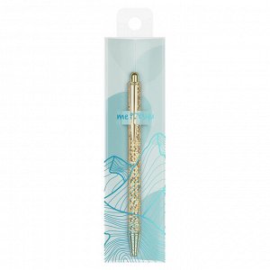 Ручка шариковая автоматическая MESHU ""Gold shimmer"" синяя, 1,0мм