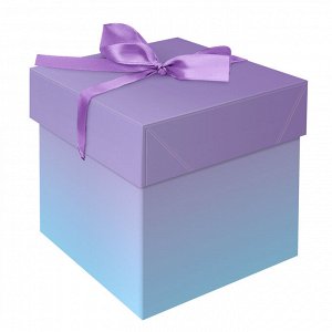 Коробка складная подарочная MESHU ""Duotone. Blue-Lilac gradient"", (15*15*15см), с лентой