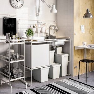 HLLBAR, мусорное ведро с крышкой, светло-серое, 22 л,