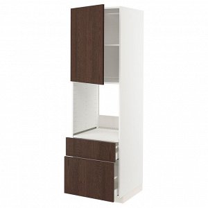 METOD / MAXIMERA, hi cab f ov с dr/2 frnt/1 m/ 1 h drw, белый/Sinarp brown, 60x60x200 см