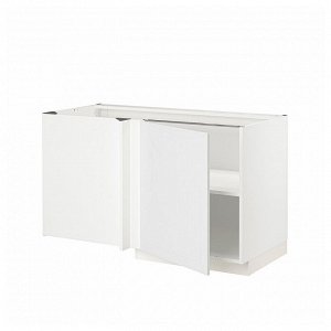 МЕТОД, угловой базовый шкаф с полкой, белый/Stensund white, 128x62x70 см