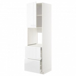 МЕТОД / MAXIMERA, hi cab f ov с dr /2 frnts/ 2 hi drwr, белый/Voxtorp глянцевый/белый, 60x60x220 см