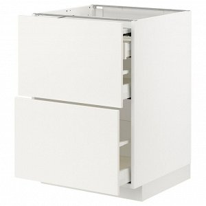 МЕТОД / MAXIMERA, bc с выдвижной рабочей поверхностью /3drw, белый/Veddinge white, 60x60x80 см