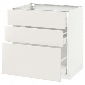 МЕТОД, базовый шкаф с 3 выдвижными ящиками, белый Maximera/Veddinge white, 80x60x80 см