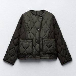 Непромокаемая стеганая куртка, темный хаки | 2969/281