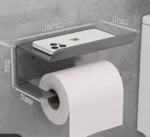 Держатель для туалетной бумаги с полкой, графит, металл