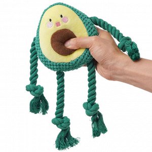 Игрушка Mr.Kranch для собак "Авокадо" плюшевая с канатиками и пищалкой 13,5 см