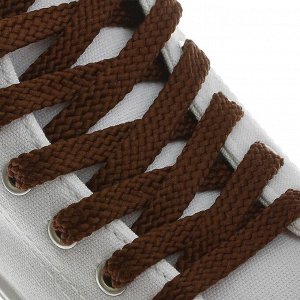 Шнурки для обуви, пара, плоские, 8 мм, 130 см, цвет коричневый