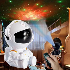 Проектор звездного неба Goodly Starry Sky Projector Космонавт, ночник детский для сна, настольный светильник, светодиодный, лазерный режим, 8 проекций, пульт управления, белый