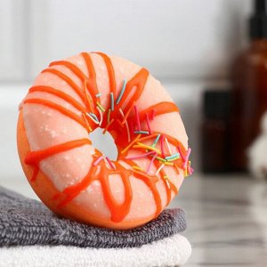 Бомбочка для ванны "Пончик с посыпкой", 90 гр, бело-оранжевый, мандарин