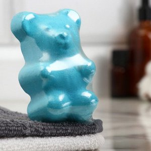 Бомбочка для ванны "Медвежонок" с ароматом яблока, голубая, 80 г