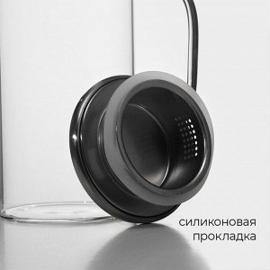 Кувшин для воды Magistro «Богема», 1 л, 9x23 см, стекло, с металлической крышкой, прозрачный, серебристый