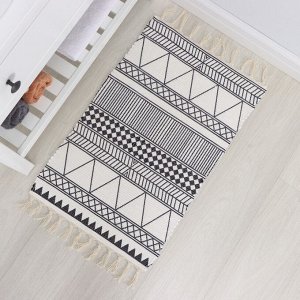 Коврик для дома Доляна «Индиго», 47x80 см, чёрно-белый