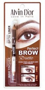 Карандаш для бровей P1-4 Дуэт двойной т 03 (карандаш+воск) Brow Perfect Dark Grey