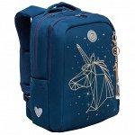 Рюкзак школьный GRIZZLY с карманом для ноутбука 13&quot;, двумя отделениями, анатомической спинкой, для девочки