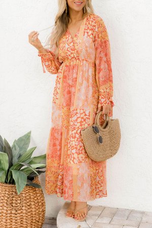 VitoRicci Оранжевое платье из шифона в стиле Бохо