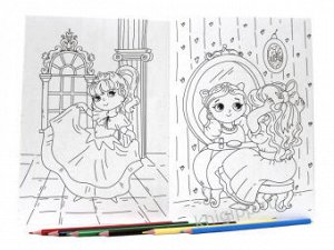 Раскраска с карандашами Прекрасные принцессы