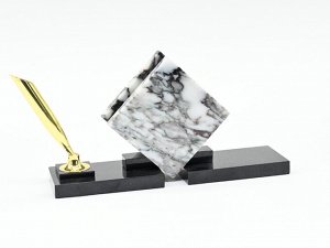 Мини прибор из мрамора с часами "Ромб" 170*45*90мм