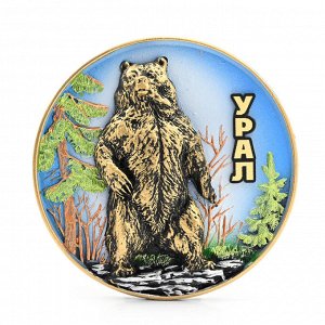 Магнит литой цветной "Медведь стоит" 67*67мм.