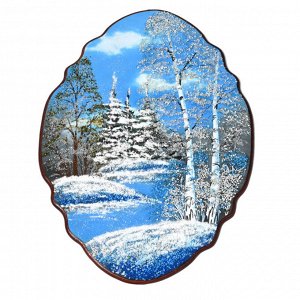 Панно с рисунком из камня, зима "облако" 37*50см, 1125г