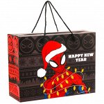 Пакет-коробка&quot;Happy New Year&quot; 15х40х30 см, Человек-Паук