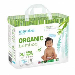 Подгузники-трусики  Organic bamboo MIOKI/MARABU, размер XL (12+кг),36 шт НОВИНКА!