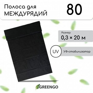 Полоса защитная для междурядий, 20 ? 0,3 м, плотность 80 г/м?, спанбонд с УФ-стабилизатором, чёрная, Greengo, Эконом 30%