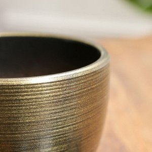Горшок цветочный с поддоном 0,5 л, коричневый, керамика, "Изысканность" (М)