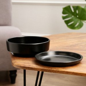 Горшок бонсайница "Огма" для кактусов и суккулентов, 1,4 л, 18*6,5 см, керамический, чёрный