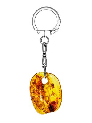 Сувенир-брелок из крупного кусочка цельного янтаря с лимонными искрами