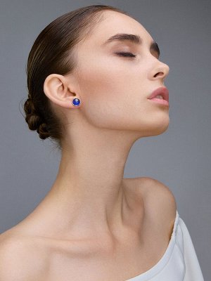amberholl Серьги «Сорбонна» с янтарём ярко-синего цвета