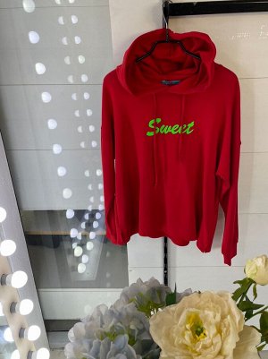 Молодежное худи "SWEET" красное с капюшоном