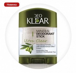 DeoKlear -дезодорант с экстрактом СРЕДИЗЕМНОМОРСКОЙ ОЛИВЫ, стик плоский, вывинчивающийся (twist-up) 70 гр.  NEW!