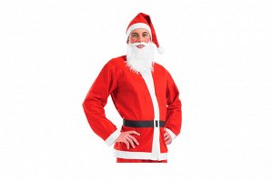 Костюм Деда Мороза 5 предметов (колпак, кафтан, штаны, ремень, борода) рост 180 см