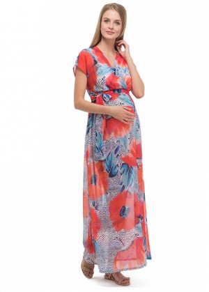 Платье длинное "Эдем" для беременных и кормящих; цвет: голубой (ss17)
