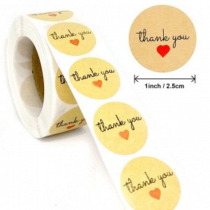 NO NAME Стикеры в рулоне &quot;Thank you&quot;, 25 мм, 500 шт 9046497
