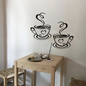 Наклейка винил на стену "Чашки кофе" 9046452
