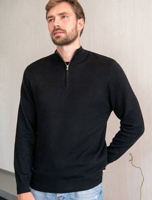 Джемпер двуслойной вязки из мягкой пряжи с хлопком черный