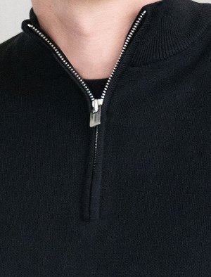 Джемпер двуслойной вязки из мягкой пряжи с хлопком черный