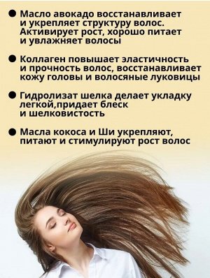 Маска для волос с коллагеном и маслом авокадо 250мл. Биозон