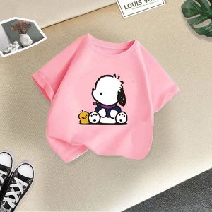 Детская футболка с принтом "Кролик и мишка", цвет розовый