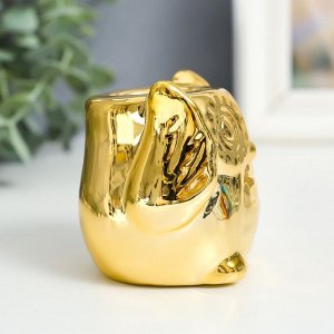Подсвечник керамика на 1 свечу "Маленький филин" золото d-3 см 5,2х6,5х6,7 см