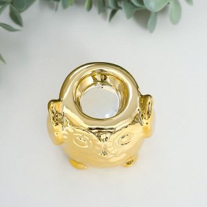 Подсвечник керамика на 1 свечу "Маленький филин" золото d-3 см 5,2х6,5х6,7 см