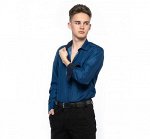 Сорочка подростковая длинный рукав прямой крой цвет Темно-синий с голубым Imperator