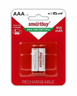 Аккумуляторные батарейки ААА (LR03), мизинчиковые, 950 mAh (упаковка 2 шт.)  NiMh,  (SBBR-3A02BL950)
