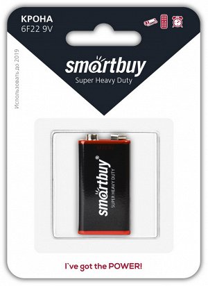 Батарейка солевая крона Smartbuy 6F22/1B (12/240)  (SBBZ-9V01B)