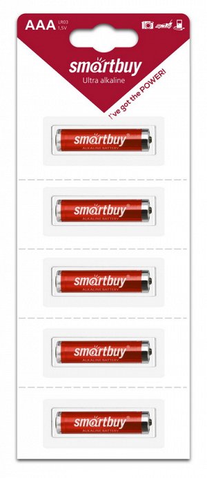 Батарейка алкалиновая Smartbuy LR03/5B strip (60/600)  (SBBA-3A05B)