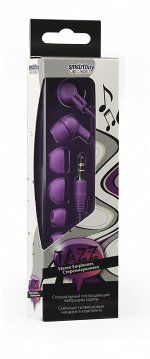 Внутриканальные наушники Smartbuy JAZZ, фиолетовые, 3 пары силиконовых вставок (SBE-750)/40