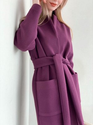 3973 Пальто в цвете lilac grey с накладными карманами (остаток: 48)
